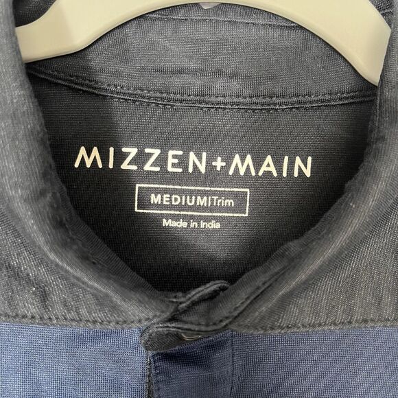 Mizzen+Main Polo Mens Medium Trim Fit Navy Blue L/S Pullover Shirt Performance - Picture 4 of 11